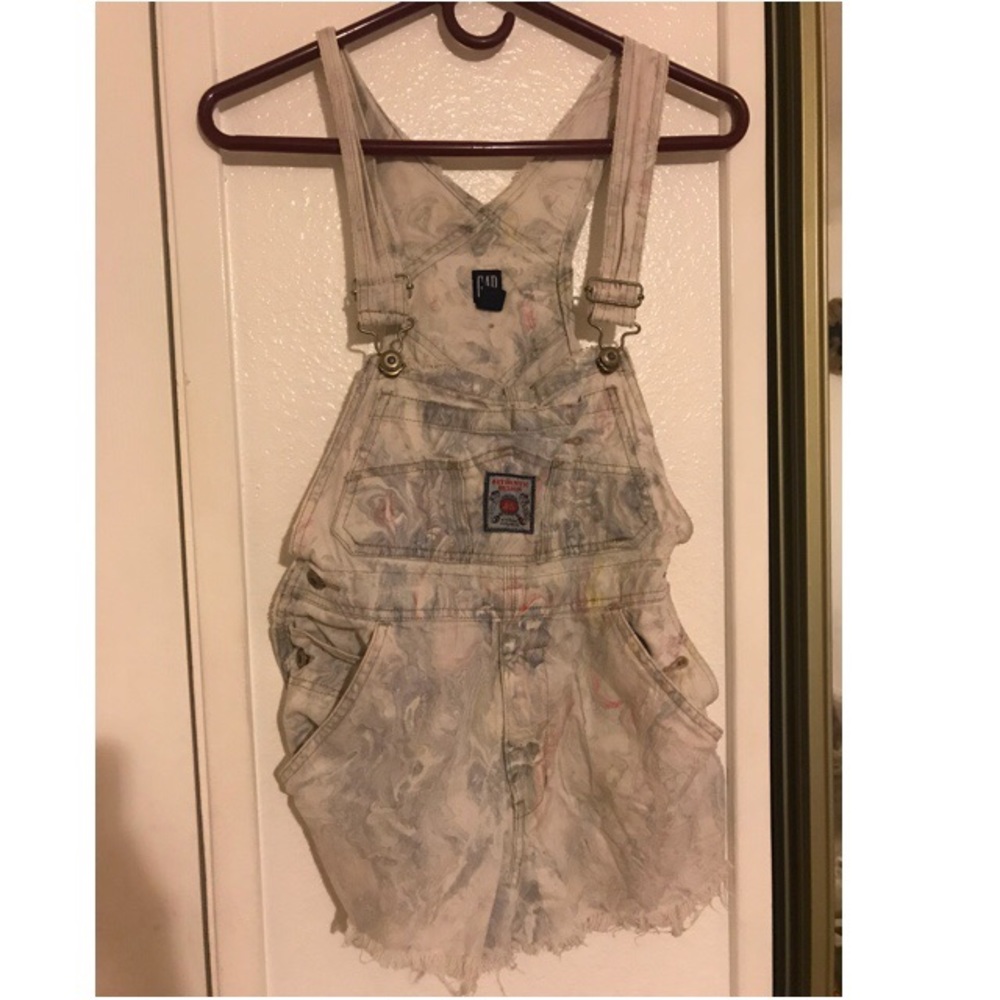 GAP paisley overall shorts